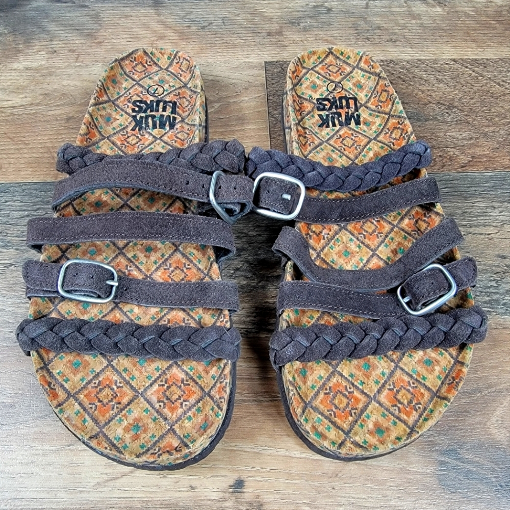 Muk Luks Terra Turf Brown Suede Sandals
